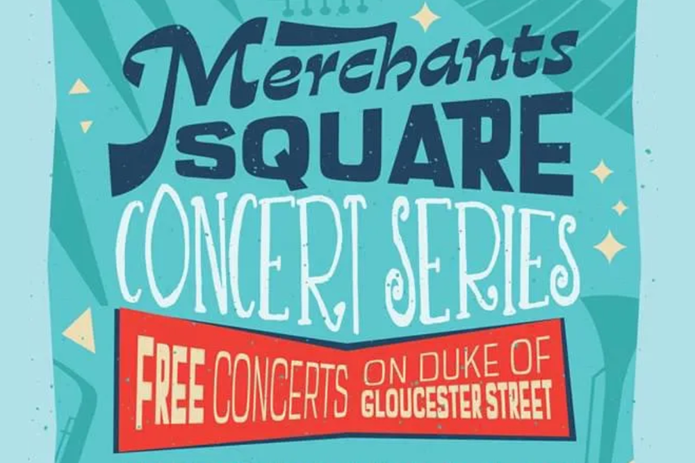 Merchant square concert series poster in orange and teal