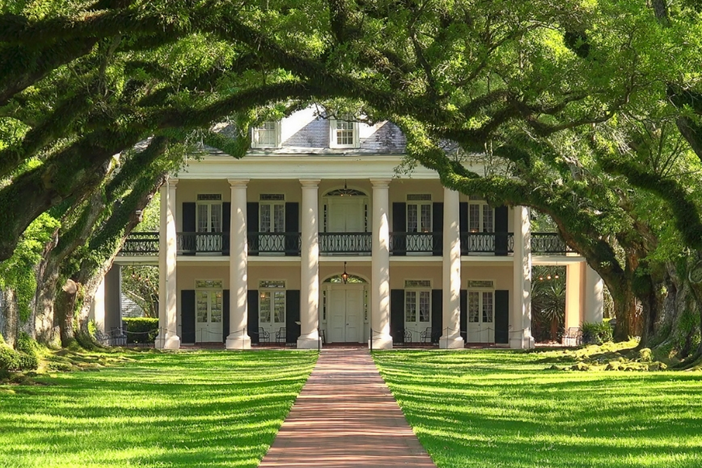 White two story plantation building